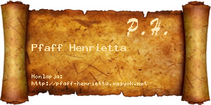 Pfaff Henrietta névjegykártya